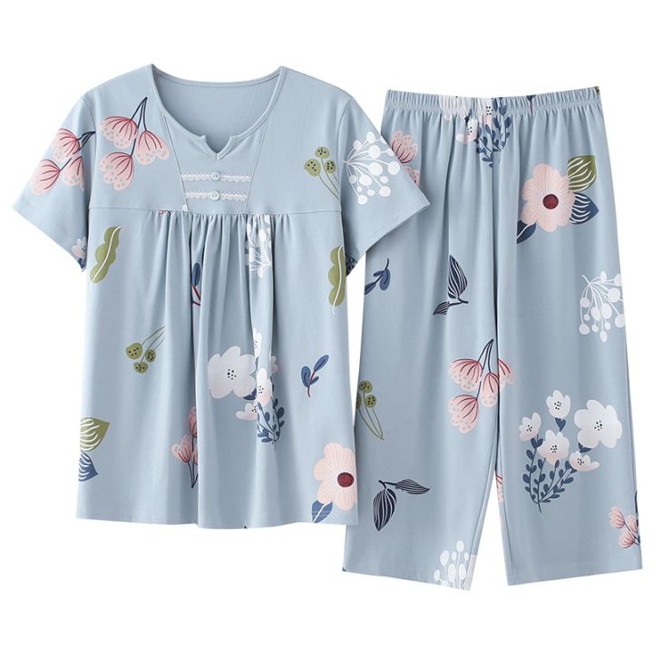 Fashion%20Print%20Pajamas%20Set%20Summer%20100%25%20Cotton%20Sleepwear%20For%20Women%20Casual%20Home%20Wear%20Ladies%20Night%20Big%20Size%20Pijamas%20Pyjamas%20M-XXXL%20-%20Image%204