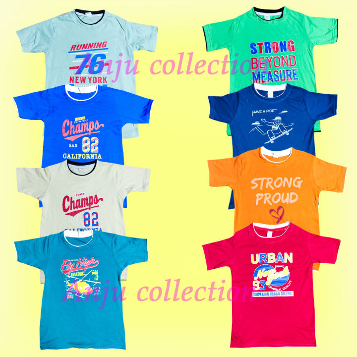 8 Pieces Multi Color Boy Half T-shirt By Any Color And Print