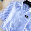 Chiffon Short-Sleeved Shirt for Female Students Stripe College Style Versatile Spring and Summer New plus Size Bow T T-shirt. 