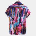 DingDong Mens Striped Printed Turn Down Collar Short Sleeve Casual Shirts. 
