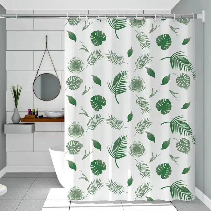 Leaves%20With%20Hook%20Shower%20Curtains%20Waterproof%20Mildew%20Proof%20Bathroom%20Curtains%20Green%20%20Pattern%20Thicker%20Partition%20Curtain%20Home%20Decoration%20-%20Image%206