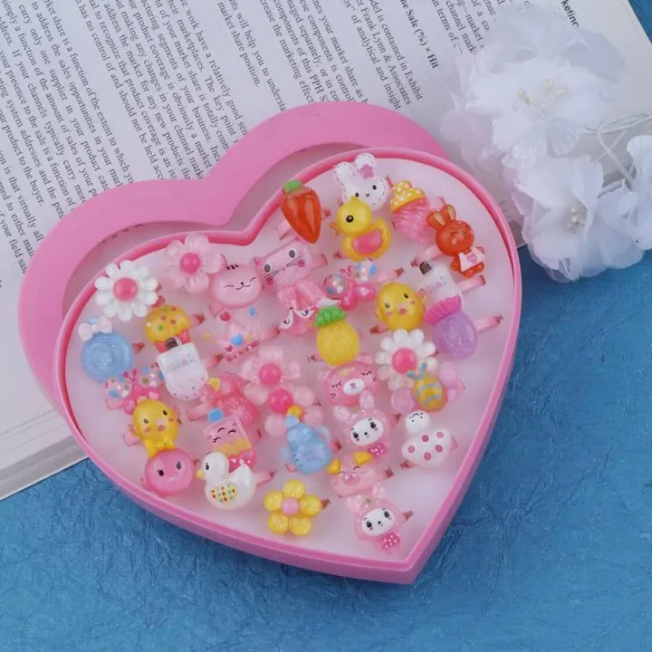 36 pcs Cute Plastic Finger Rings for Baby Girl - Finger Ring