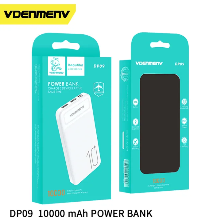 VDENMENV%20DPO9%20Dual%20USB%20And%20Type%20C%2010000mAh%20Power%20bank%20with%205V%202.1A%20Output%20-%20Image%204