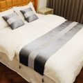 50X180cm Diamond Flannel Bedspread Bed Runners Velvet Wavy Pattern Double-faced Throw Runners Home Hotel Decoration Bed Flag. 