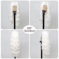 White Curly Wig Long Wavy Synthetic Hair Wig with Bangs White Cosplay Wigs for Women Holiday Party Hair High Temperature. 