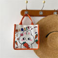 Lightweight Bunny Canvas Bag Eco-friendly Durable handles Canvas Cartoon Tote Bag Printed Design Cute Lunch Bag for Casual Outings School Accessory Female Students Lunch Storage Gift option.