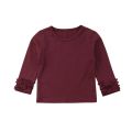 1-5Years Kids Baby Girl Ruffle Long Sleeve T-shirt Tops Solid Cotton Casual Children Basic T Shirts Girls Clothes Summer Autumn. 