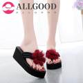 36-41/ Korean Style Wedges Women's Ladies Summer Flower Home Wedges Beach Shoes Sandals Flip Flops Slippers.