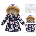 Girls Overcoat Windproof Cartoon Animal Print Pockets Girls Coat. 