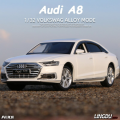 1/32 AUDI A8 Alloy Car Model Diecast Metal Toy Vehicle High Simulation Car Model Sound&Light Collection Kids Toy Gift. 