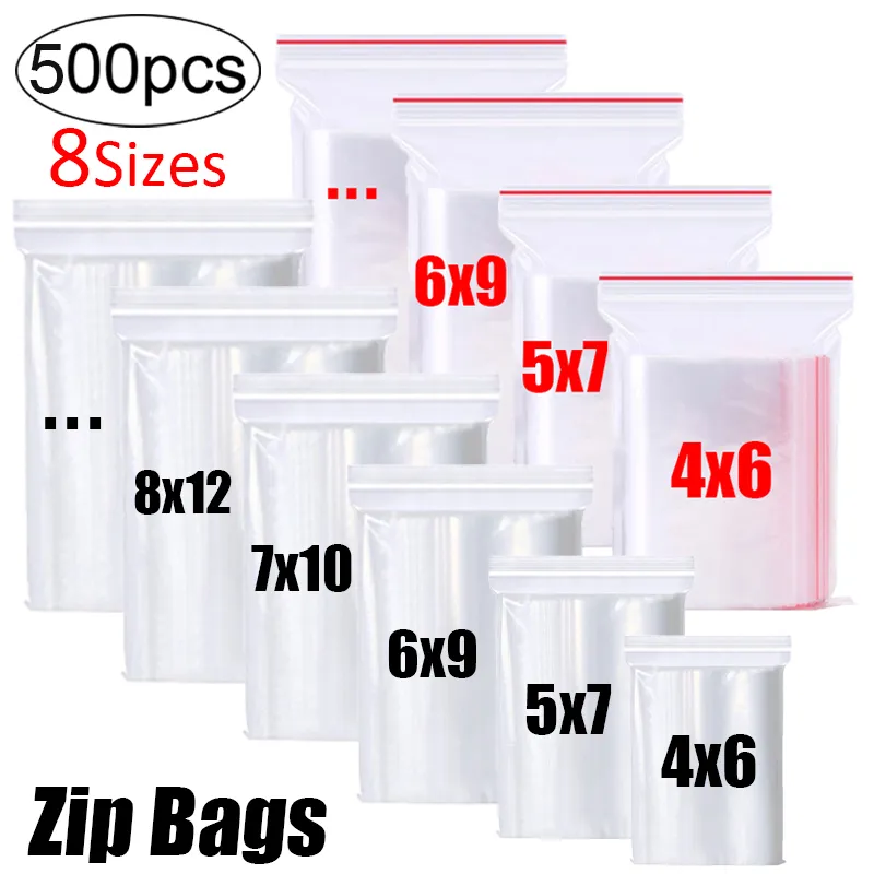 Thicken Zipper Sealed Bags Clear Plastic Storage Bag for Small - Main Image