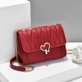 New Women Fashion Peach heart All-Match Messenger Bag Solid Color Females Square Popular Shoulder Chain Flap Bags For Ladies. 