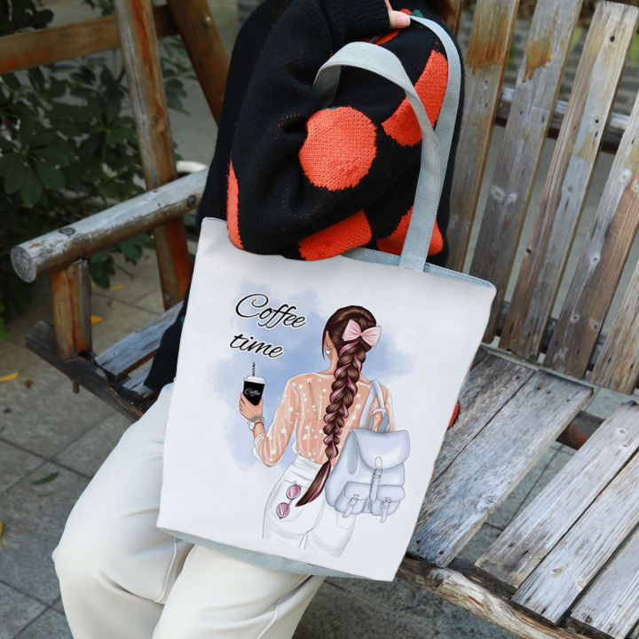 Women%20Tote%20Bag%20Solid%20Structure%20Foldable%20People%20Print%20Lady%20Shoulder%20Pouch%20-%20Image%207