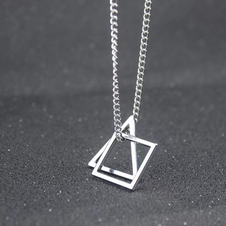 Stainless Steel Square Triangle Chain Necklace For Men