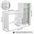 Study Table with Cabinet - Ambosh Cupboard Computer Table with Bottom Storage Space Engineered Wood Office Desk with Adjustable Shelves for PC Laptop Gaming (White, Green) 50/48.