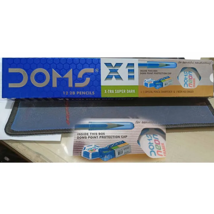 Extra Dark Pencil 12 pcs with Cap, Nion Eraser & Sharpner Free