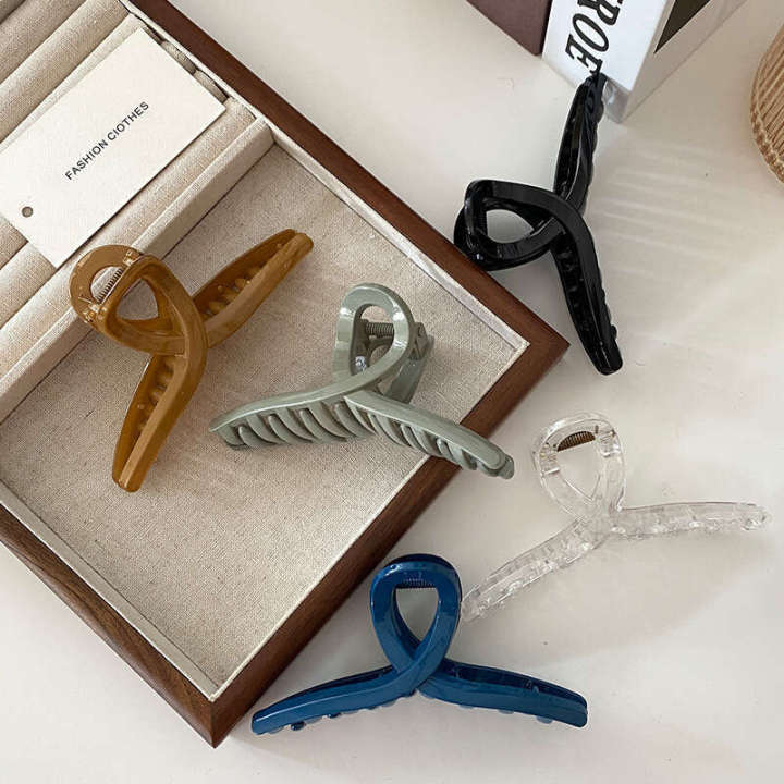 Multi color Korean version fashionable elegant socialite temperament high end clip large simple cool style hair clip at back of the head