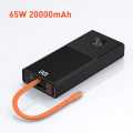 Baseus 65W Power Bank 20000mAh with Type C Two-Way Cable External Battery for Phone and Notebook, Three-Port Fast charging.
