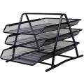 Metal Desk Organizer Stacking 3 Layer Office File Tray. 