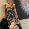 IELGY spice girl sweet and cool style black floral hanging dress for women. 