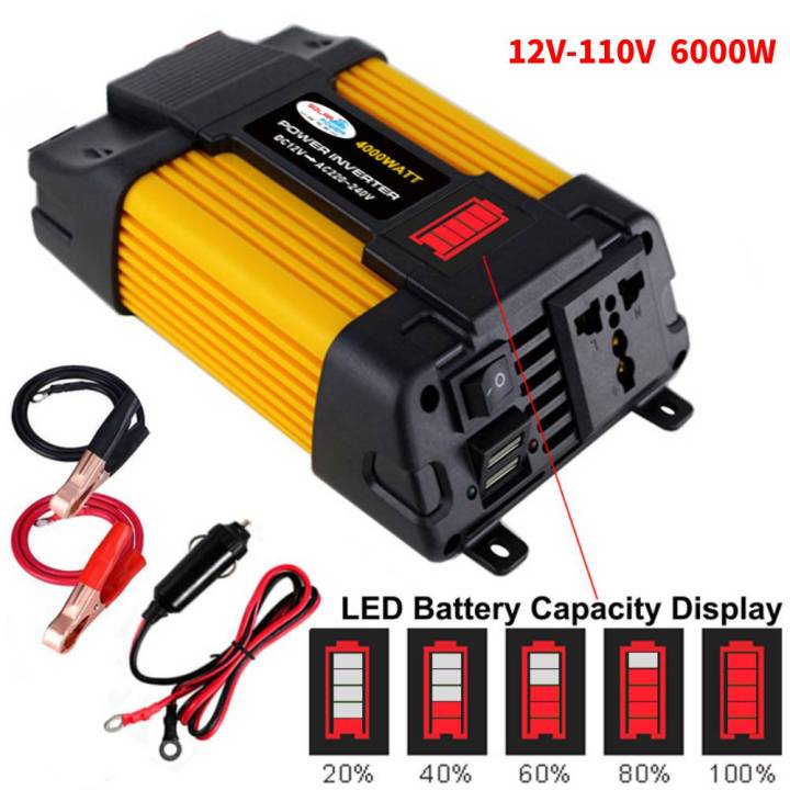UTBVO%204000W/6000W%20Car%20Power%20Inverter%20With%20LED%20Voltage%20Capacity%20Display,%20Transformer%20Converter%2012V%20To%20110V/220V%20Dual%20USB%20Inverter%20-%20Image%202