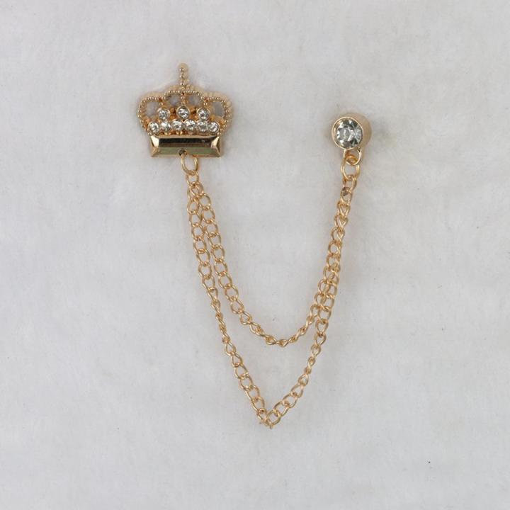 Small Crown Shape Chain Brooch Pin For Men & Women Fashion Outfit