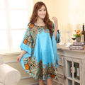 Summer New Light Blue Chinese Style Silk Rayon Robe Women's Loose Home Dress Vintage Kaftan Bath Gown Pajamas Z02 House Foocus.