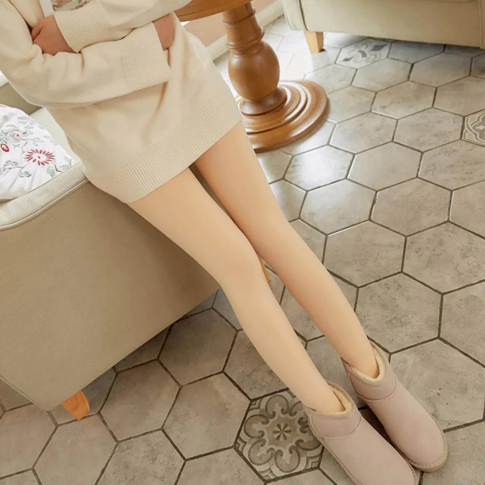 Fleece Lined Tights Stockings for Women Fake Translucent Fleece