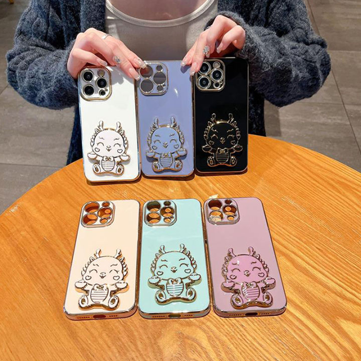 New Cute Colorful Dragon Horizontal And Vertical Back-mounted Mobile Phone Holder Stretch Fold Holder Grip Ring Phone Holder Tetuo