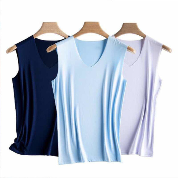 Men's%20Ice%20Silk%20Seamless%20Vest%20Summer%20Young%20Men%20Solid%20Color%20Stretch%20Sports%20Quick%20Dry%20Wide%20Shoulder%20Thin%20V-Neck%20Base%20Shirt%20-%20Image%205