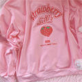 S-3XL Harajuku Kawaii Sweatshirt Strawberry Pink Sweatshirts Spring Kpop Korean Style Fleece Women Cute Top Outwear for Girls. 