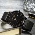 CRRJU Fashion Mens Watches Ultra Thin Quartz Watch Men Casual Slim Mesh Steel Waterproof Sport Watch Black Relogio Masculino. 