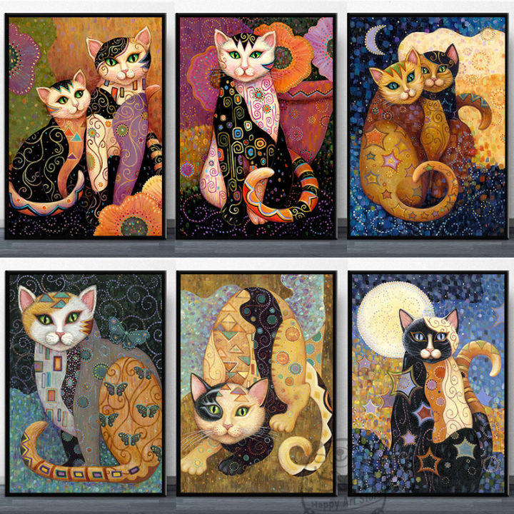 Gustav Klimt Famous Artwork Art Canvas Painting Abstract Cute Retro Wall Picture Print Living Room Home Decor Poster
