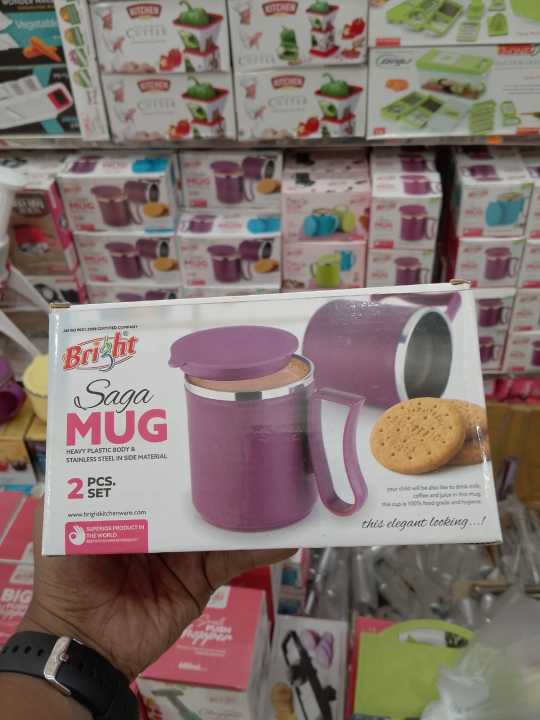 Bright%20Stainless%20Steel%20Insulated%202%20Pc%20Double%20Walled%20Plastic%20Covered%20Travel%20Tea/Coffee%20Mug%20with%20Lid%20Multicolor%20-%20Image%203