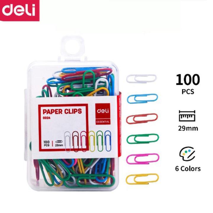 Deli Paper Clip - 100pc (Multicolor)0024