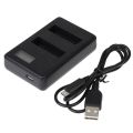 (Ready Now)LCD Screen Dual Batteries Charger for GoPro HERO4 (AHDBT-401), Displays Charging Capacity (GP258-C). 
