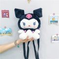New Sanrio Kuromi Plush Bag Children Plush Bag Girls Backpack Kawaii Stuffed Toys Plushie Cartoon Women Bags Boys Birthday Gifts.