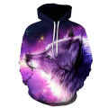 Cool Fashion Handsome Space Galaxy Wolf Hoodie Hoodies Men Bright Wolf Wolf Hoddies Spring Autumn Pullovers Sweatshirts. 