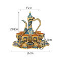 Turkish Coffee Pot Set Craft including Teapot and Tea Cups Decorative Turkish Cup Set Drinkware Flagon for Home Decorations Gifts. 