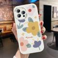 Hontinga for iPhone 14 Pro Max Back Cover PU Leather Beautiful Flowers Print Case Soft Silicone Edge Phone Cases.