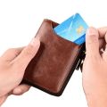 Fashion Men's Leather Wallet RFID Anti Theft Male Business Card Holder Man Money Bag Purse Zipper Wallet for Men. 