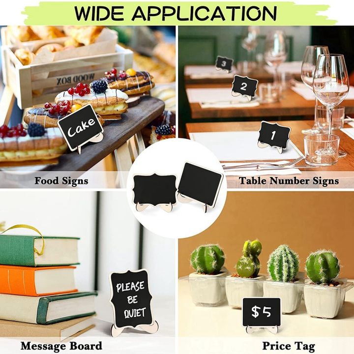 XHHDQES%20Mini%20Chalkboard%20Sign%2020%20Pack%20Food%20Labels%20for%20Party%20Buffet,%20Wooden%20Small%20Chalk%20Board%20Signs%20with%20Easel%20Stand%20for%20Food%20Tags%20-%20Image%206