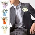 Groomsman Groom Corsage Pocket Flower Artificial Silk Roses Boutonniere Brooch Groom Wedding Marriage Suit Coat Acces Decor.