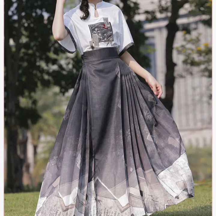 A%20Fragrance%20Women's%20Han%20Chinese%20Clothing%20New%20Chinese%20Style%20Sense%20of%20Design%20Shirt%20Han%20Elements%20Short%20SleeveTT-shirt%20Improved%20Horse-Face%20Skirt%20Long%20Skirt%20Two-Piece%20Set%20-%20Image%205