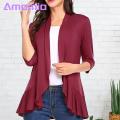Amamia Lady Cardigan Long Sleeves Loose Ruffle Women Cardigan.