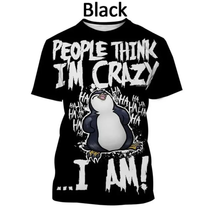 Crazy%20Penguin%203D%20printed%20T%20shirt%20short%20sleeve%20summer%20crime%20Penguin%20text%20print%20fashion%20unisex%20Harajuku%20style%20street%20T-shirt%20shirt%20-%20Image%202