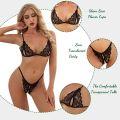 Barely Laced Bikini Set Stylish, Fashionable & Trendy Lingerie Bikinis For Women Ladies & Girls /  Costumes Lace Transparent Lingerie From Charu Closet (Black, White, Red, Pink, Purple & Rose - Free Size). 