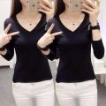 Solid Color Undershirt Base Shirt Women's Long Sleeve T T-shirt Women's Spring and Autumn Tight Top Slim Fit Inner Wear Korean Style Stretch.