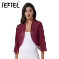Womens 3/4 Sleeve Chiffon Cardigan Bolero Elegant Summer Ladies Wedding Wraps Shrug Bridal Bolero Long Shawl Evening Cover Up.