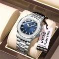 Inspired by podeghar 613 Luxury Watch Business Waterproof Male Clock Luminous Date Stainless Steel Square Quartz Men Watch. 